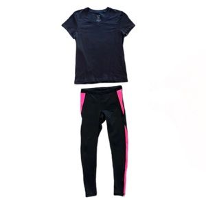 Champion black and pink shirt and leggings pants workout athletic set size xs